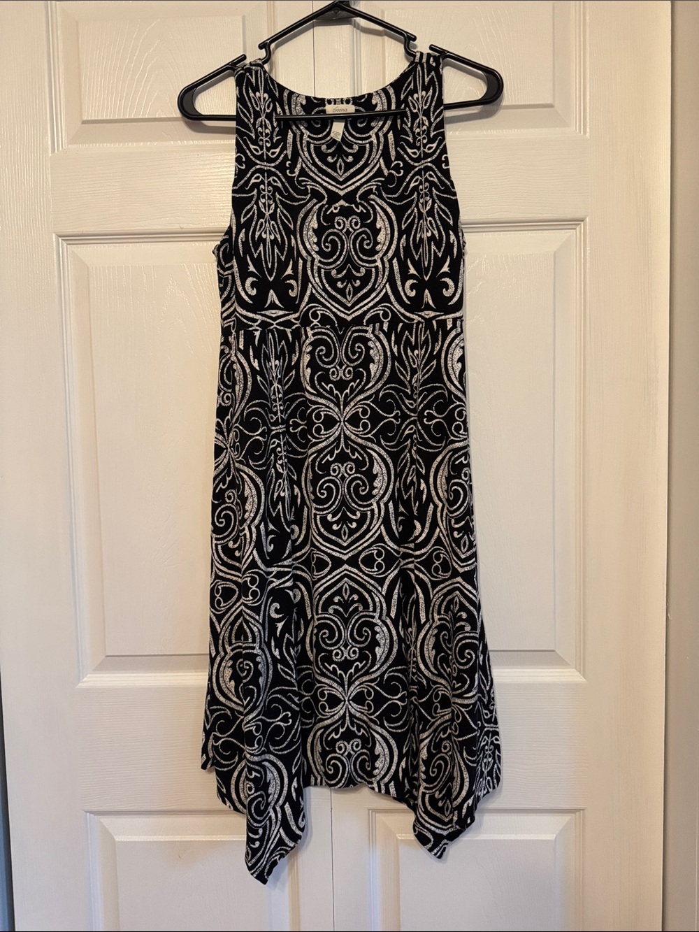 Soma Black and White Sleeveless Asymmetrical Hem Dress